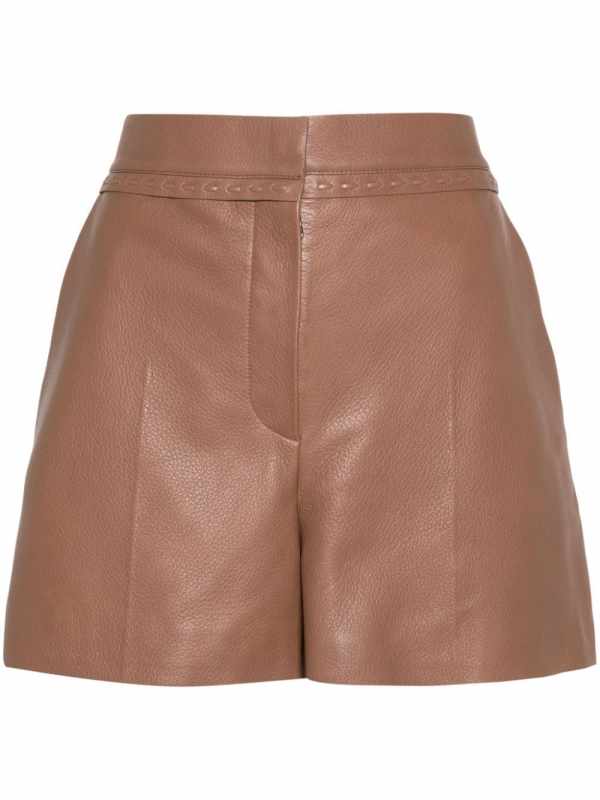 Selleria-stitching leather shorts