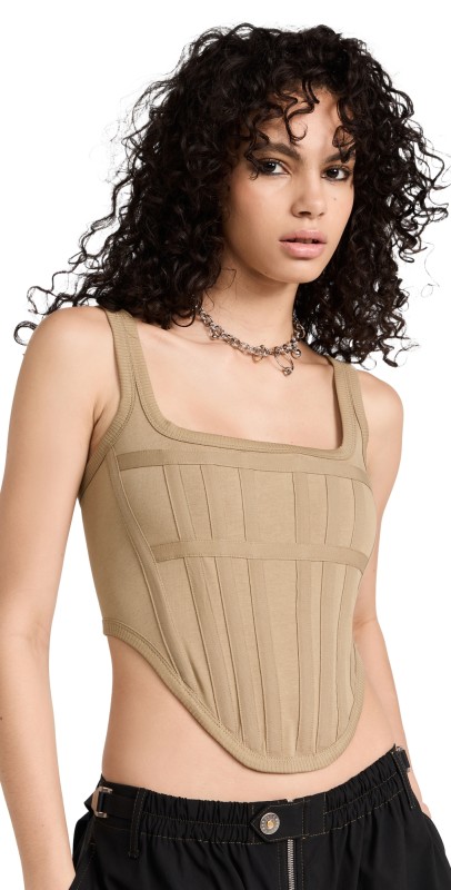 Dion Lee Jersey Corset Khaki