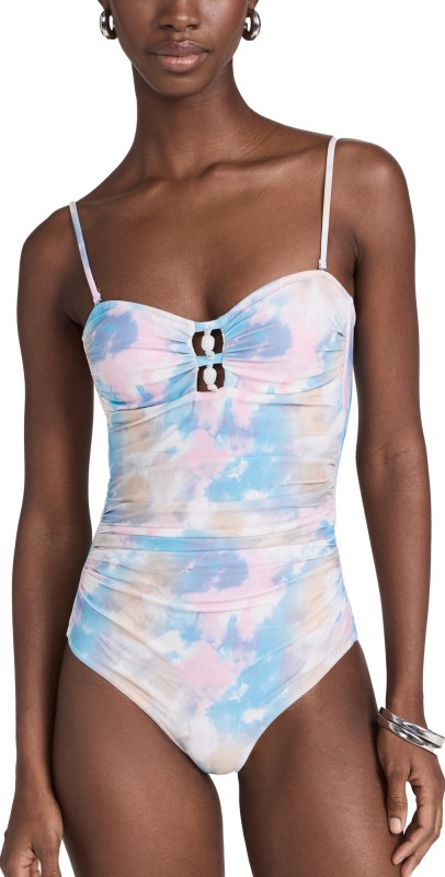 GANNI Bead Gathered One Piece Bleached Mauve