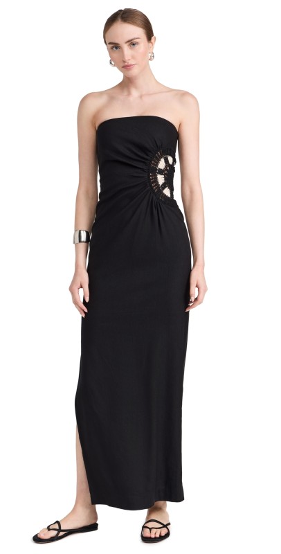SIR. Dorian Strapless Midi Dress Black