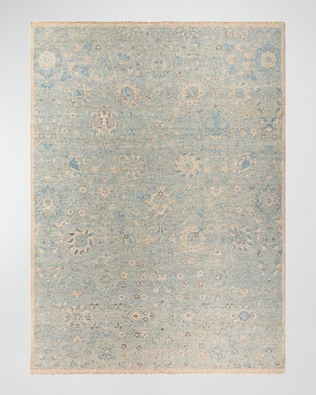 Cappadocia Blue Floral Hand-Knotted Rug, 8' x 11'