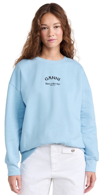 GANNI Isoli Oversized Sweatshirt Placid Blue