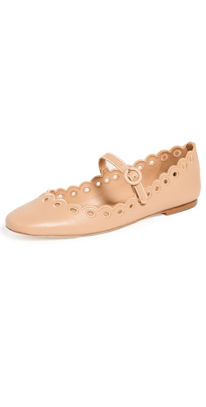 Larroudé Blair Broderie Mary Janes Tan