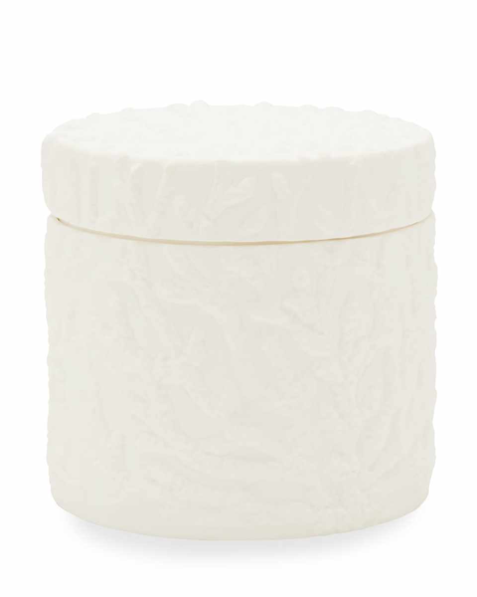 Alanya Small Round Canister, White