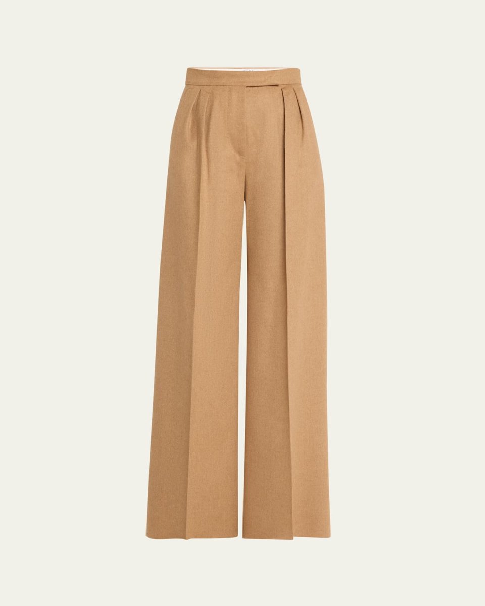Fagus Wide-Leg Pleated Wool Trousers