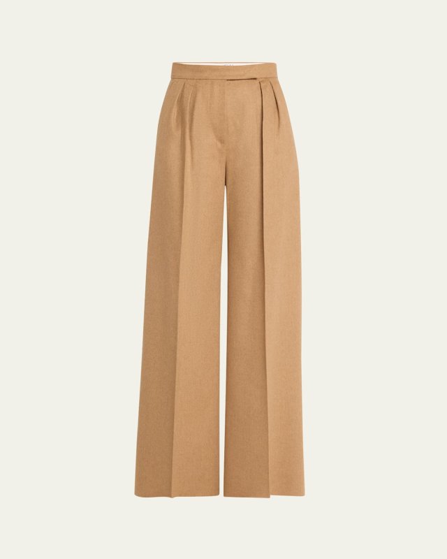 Fagus Wide-Leg Pleated Wool Trousers