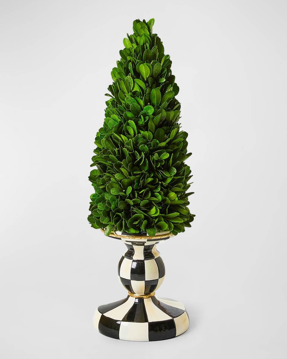 Courtly Check Small Pedestal Boxwood Christmas Tree