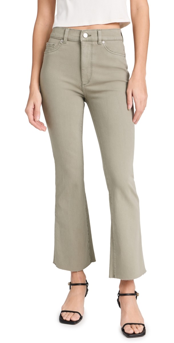 DL1961 Bridget Boot: High Rise Insta Sculpt Crop Jeans Alpine Green