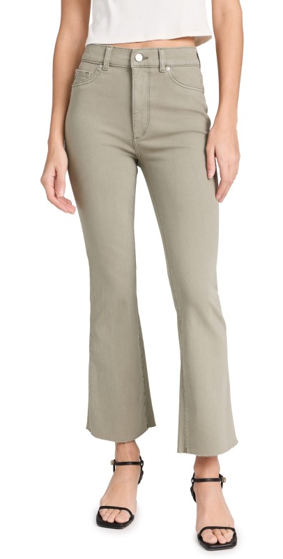 DL1961 Bridget Boot: High Rise Insta Sculpt Crop Jeans Alpine Green