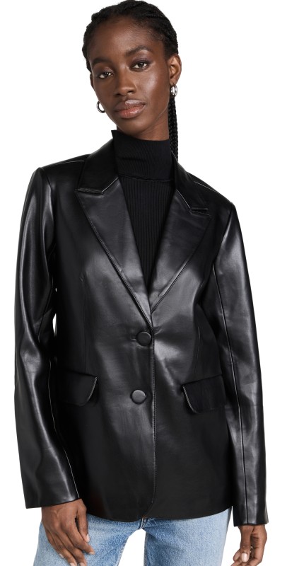 Good American Better Than Leather Blazer Black001