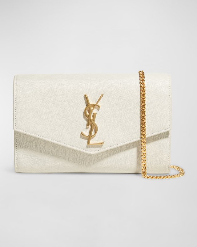 Uptown YSL Wallet on Chain in Grained Leather