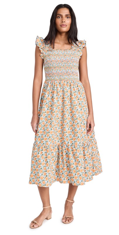 English Factory Floral Print Maxi Dress Blue/Orange
