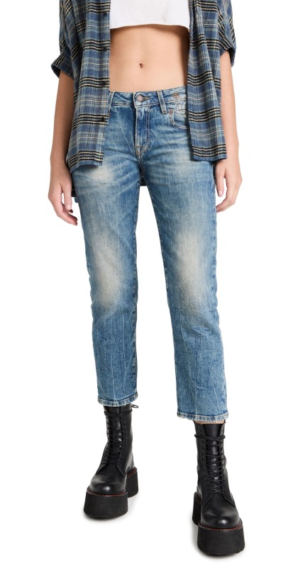 R13 Boy Straight Leg Jeans Kelly Stretch