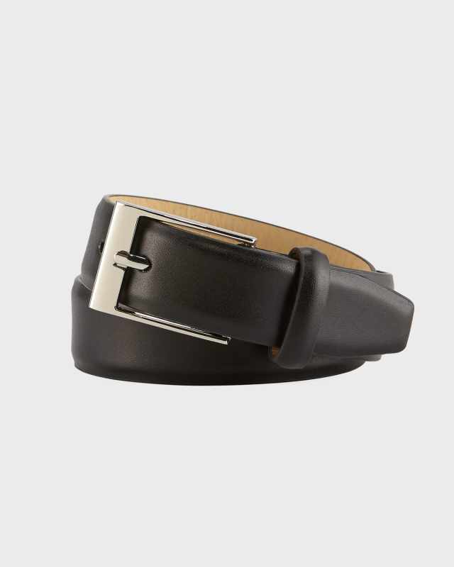 Boys' Faux-Leather Dress Belt, Black, S-