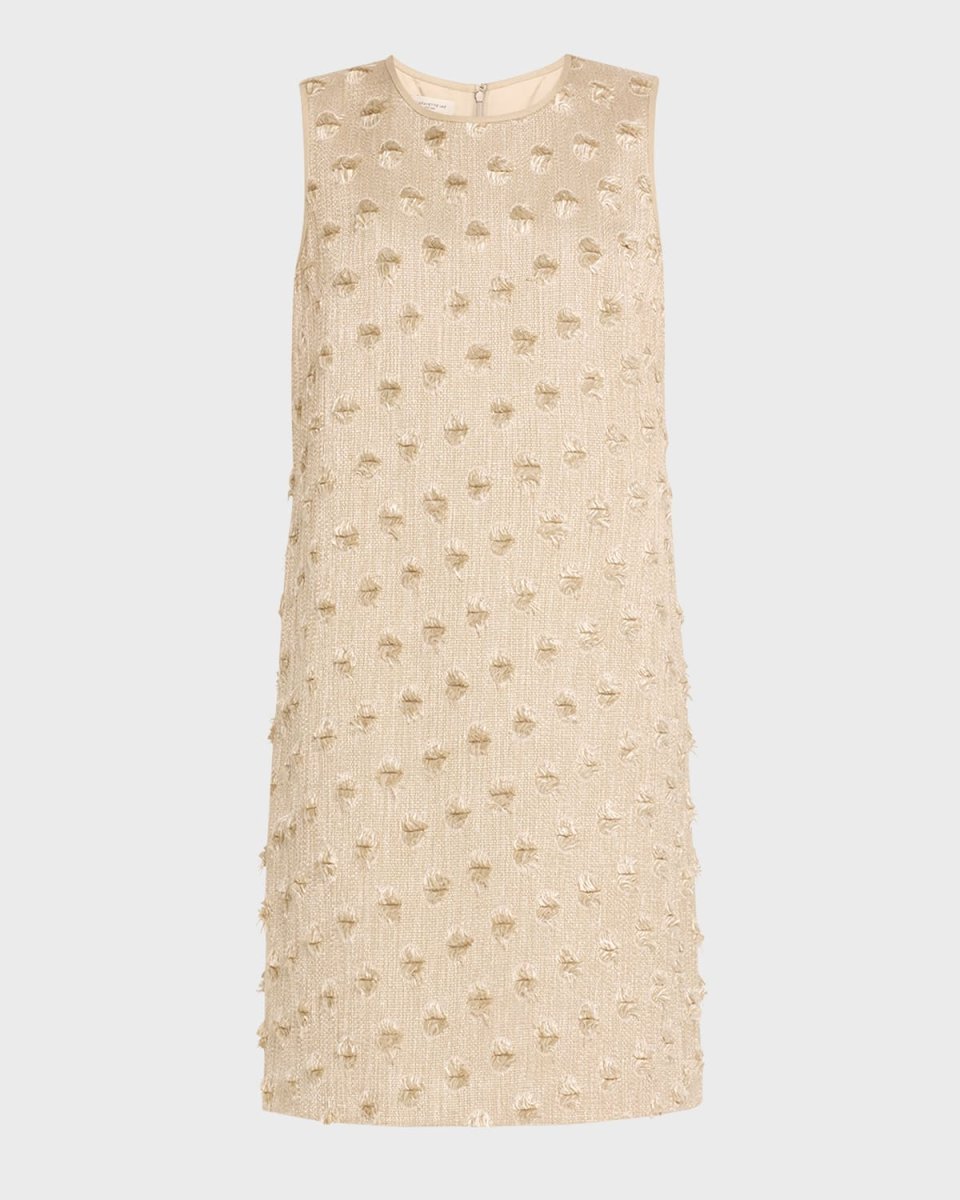 Sleeveless Fringe-Dot Shift Dress