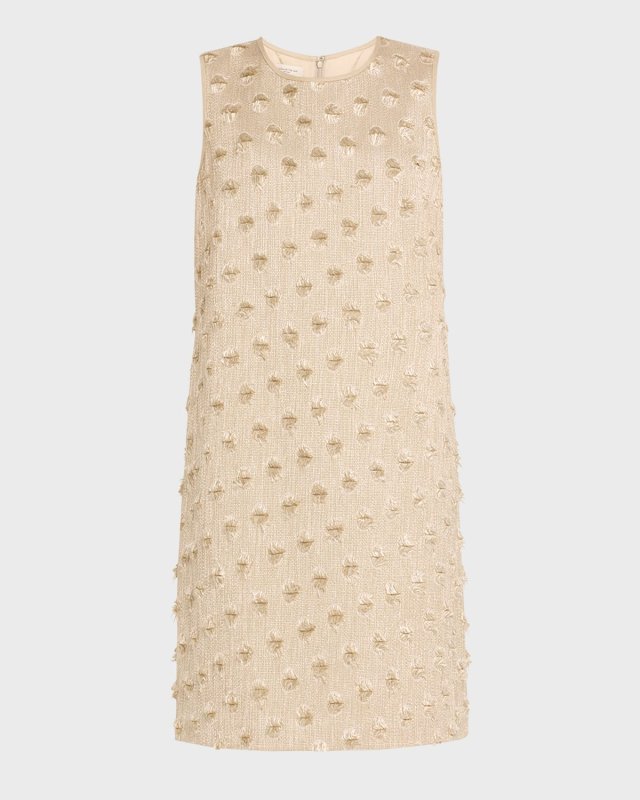 Sleeveless Fringe-Dot Shift Dress