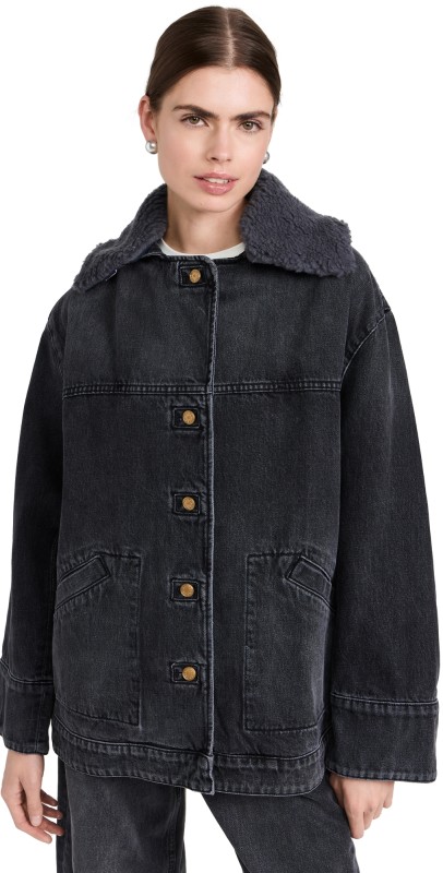 B Sides Stadium Jacket Stil Black/Grey Blue Sherpa