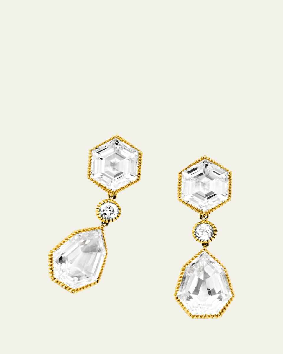 Byzantine 18K Gold White Topaz Pendant Earclips
