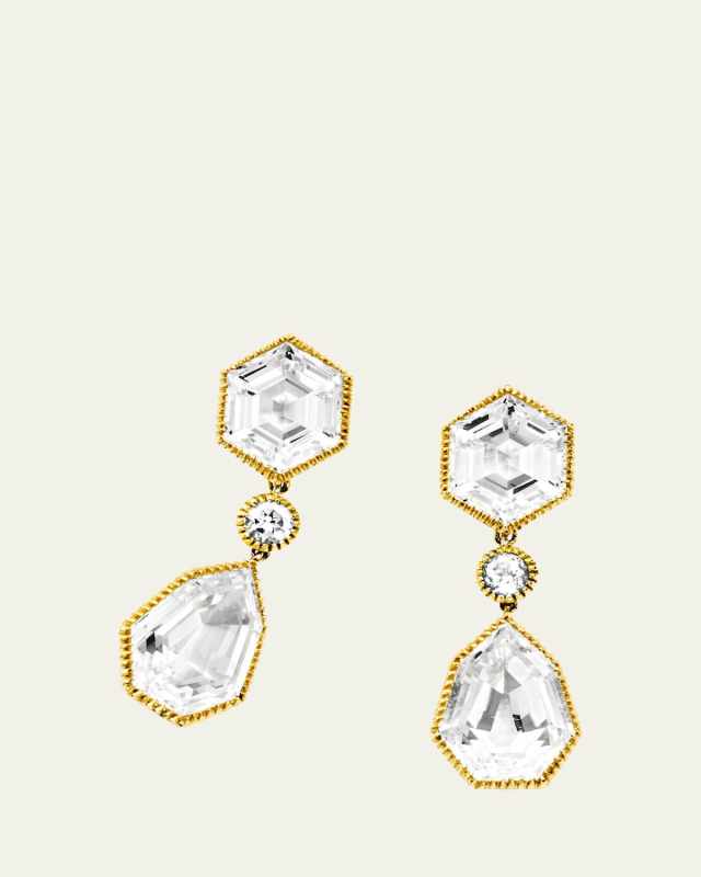 Byzantine 18K Gold White Topaz Pendant Earclips
