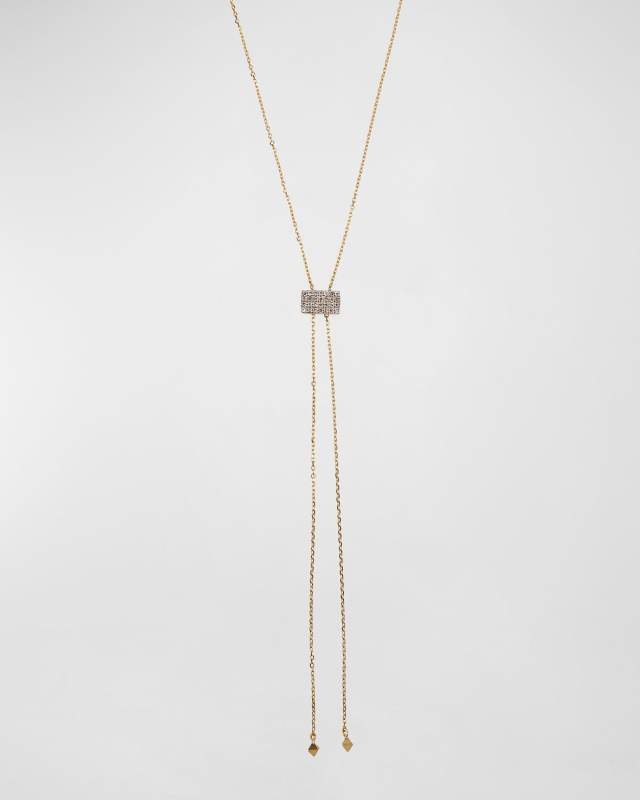 14k Gold Geometric Lariat Necklace w/ Diamonds