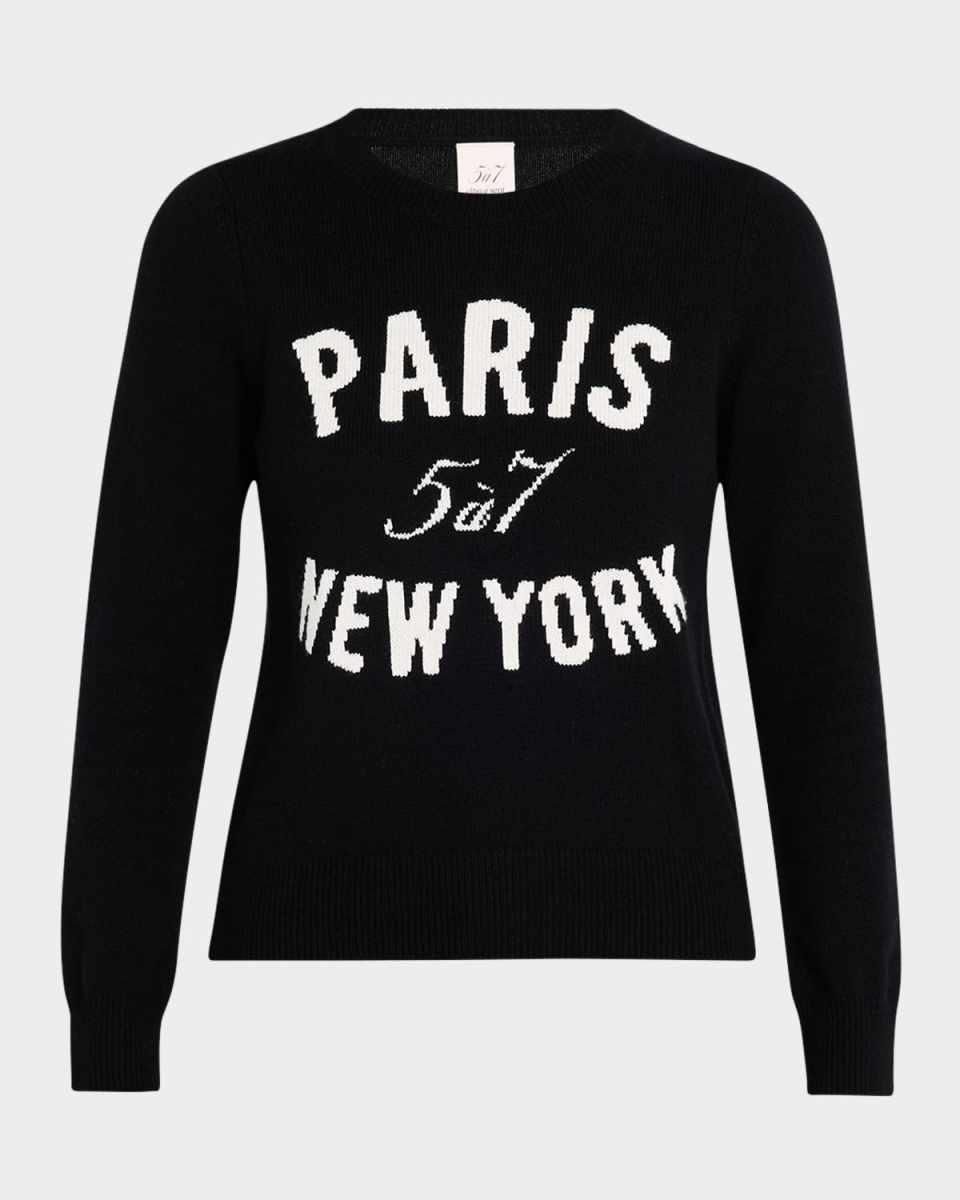 Paris New York Graphic Crewneck Sweater