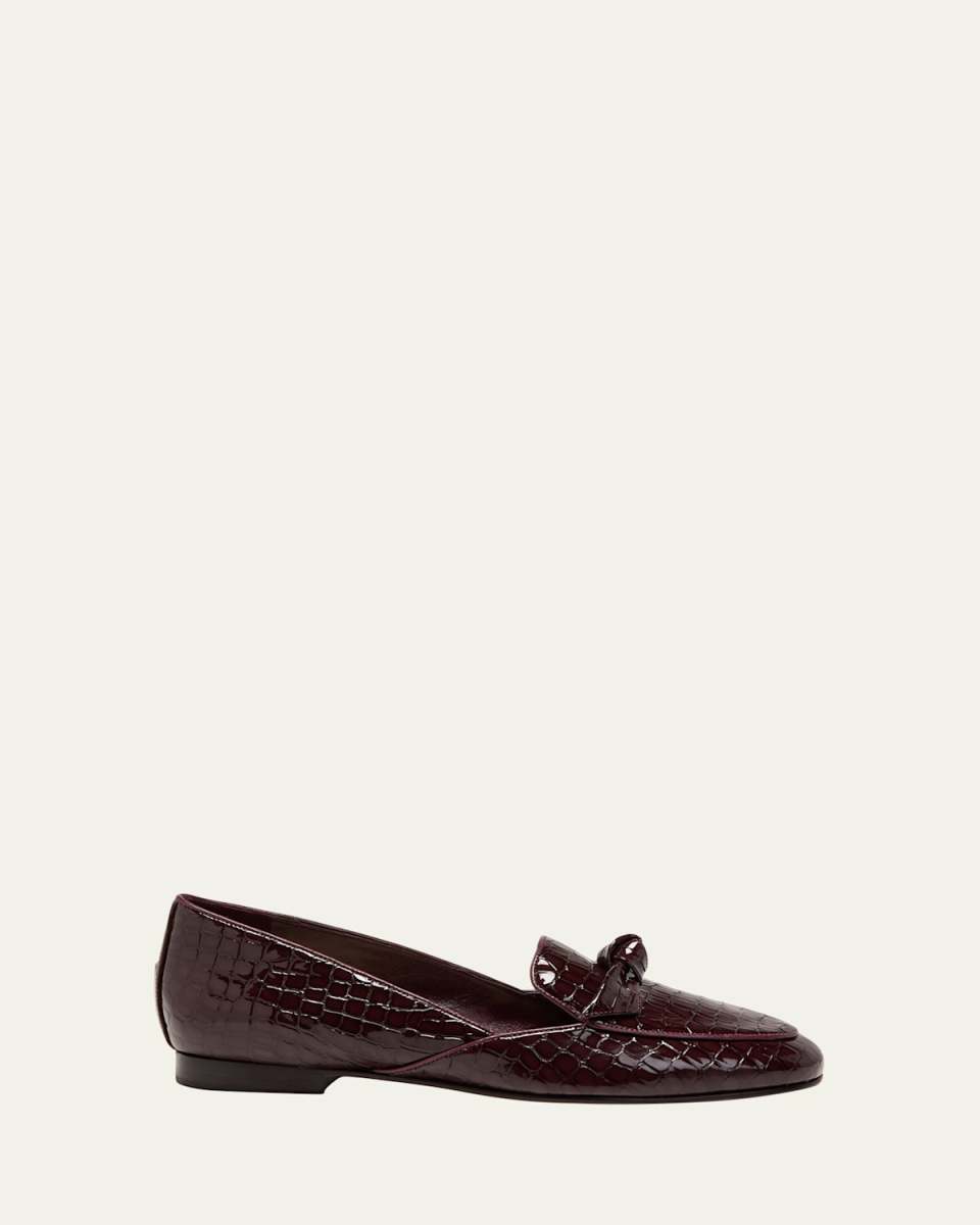 Clarita Patent Croco Bow Loafers