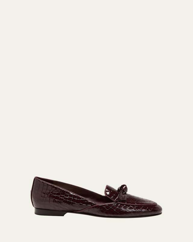 Clarita Patent Croco Bow Loafers