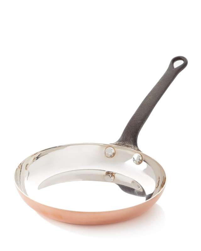 Solid Copper Fry Pan with Silver Lining