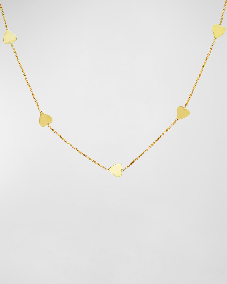 18k Yellow Gold Hearts by The Inch Necklace