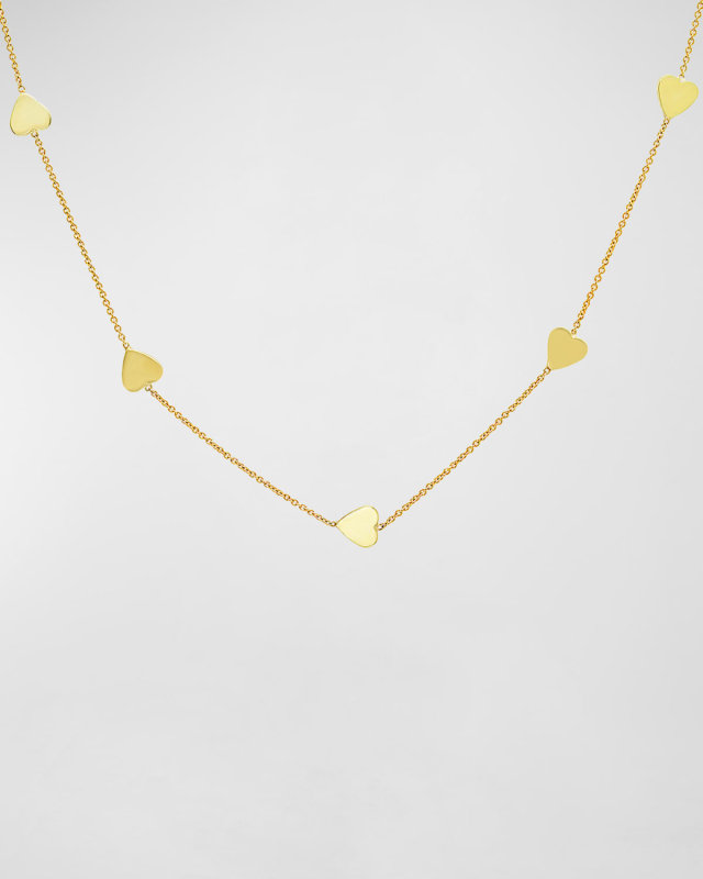 18k Yellow Gold Hearts by The Inch Necklace