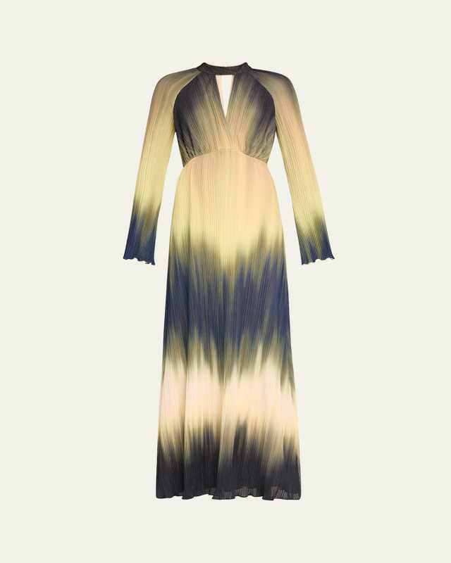 Calina Ombre Long-Sleeve Midi Dress