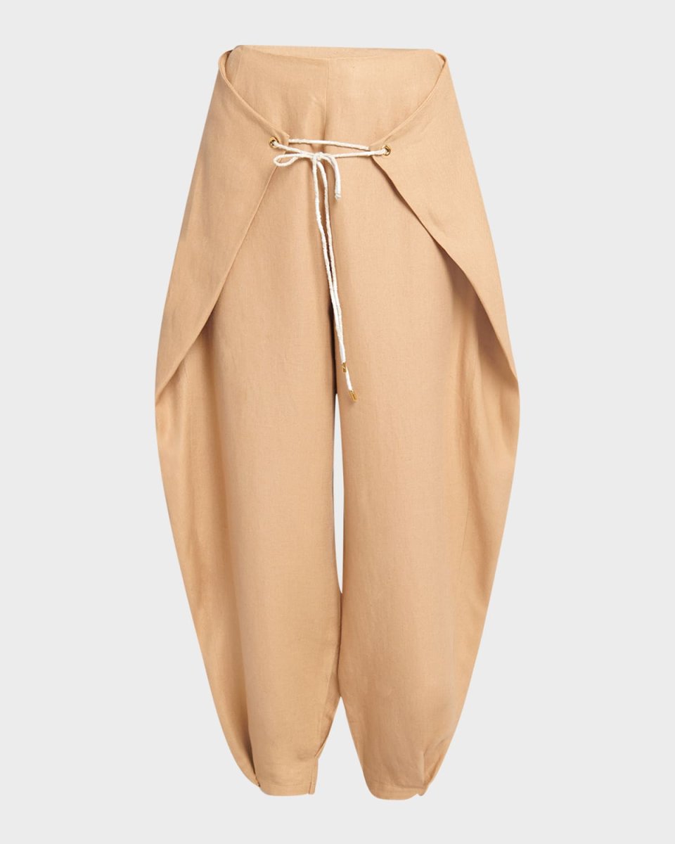 Marylen Antigua Tapered-Leg Ankle Linen Pants