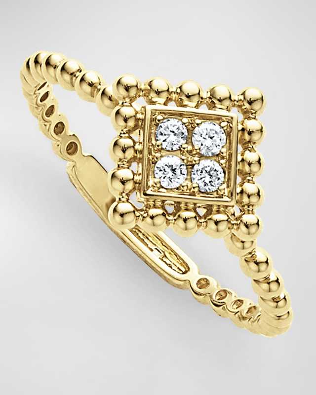 18K Covet Diamond Small Pave Center Stack Ring, Size 7
