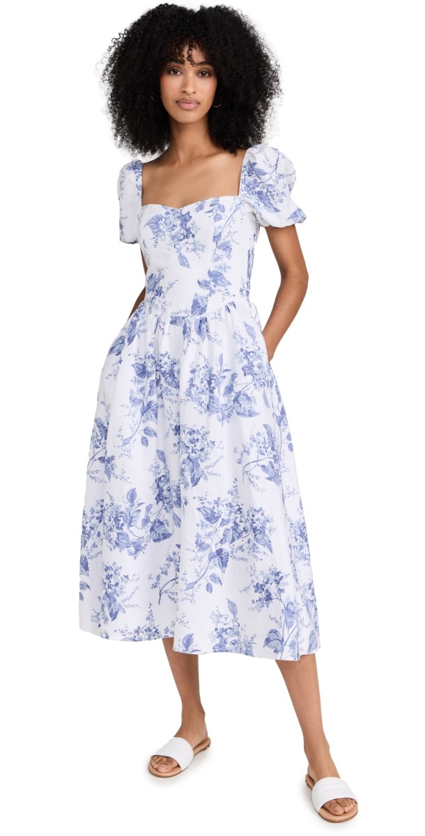 Reformation Davila Linen Midi Dress Lupine