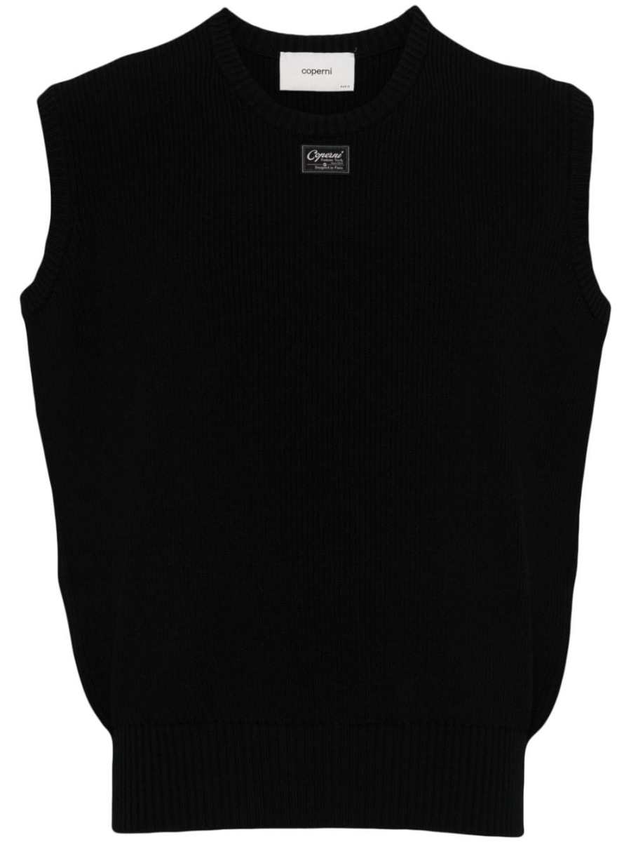 sleeveless fine-knit top