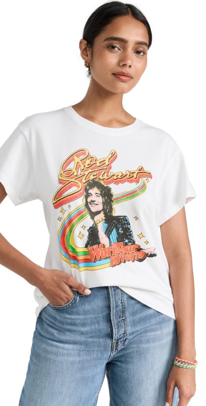 Daydreamer Rod Stewart Rainbow Tour Tee Vintage White