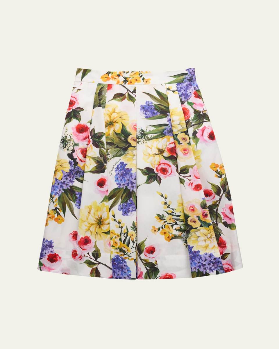 Girl's Flower Power Pleated Skirt, Size 2-