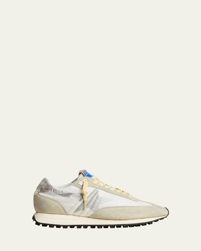 Running Sole Mixed Leather Nylon Sneakers