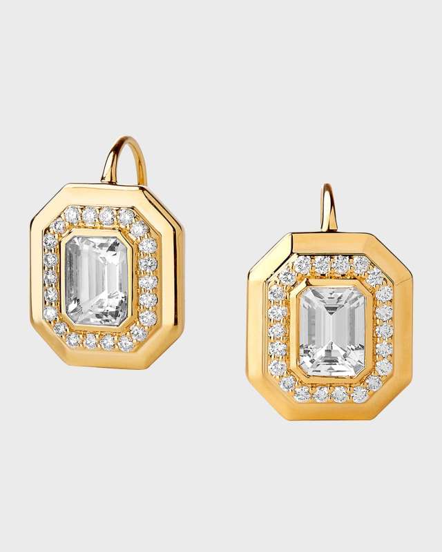 18K Yellow Gold Geometrix Earrings with Gemstones and Diamonds