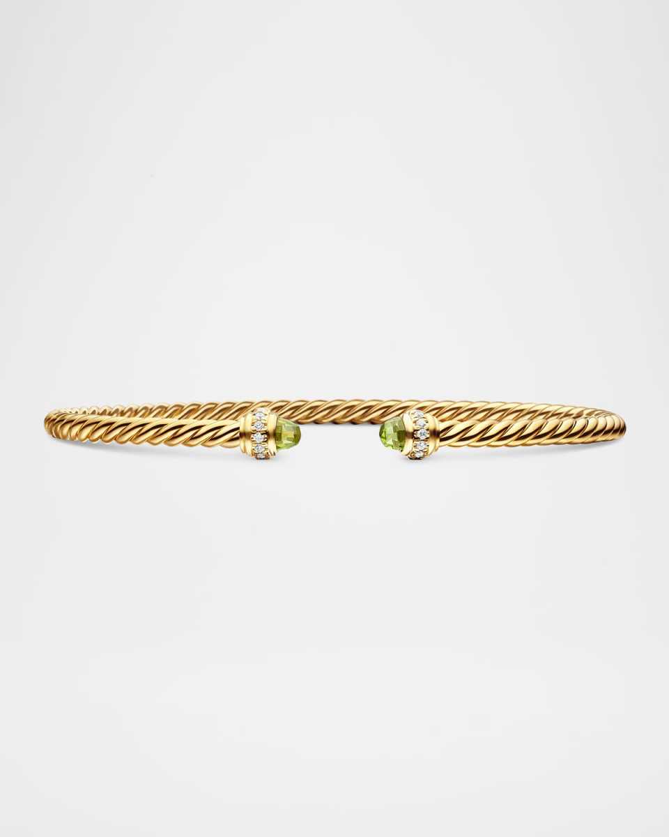 3mm Cablespira Bracelet with Gemstone and Diamonds in 18K Gol