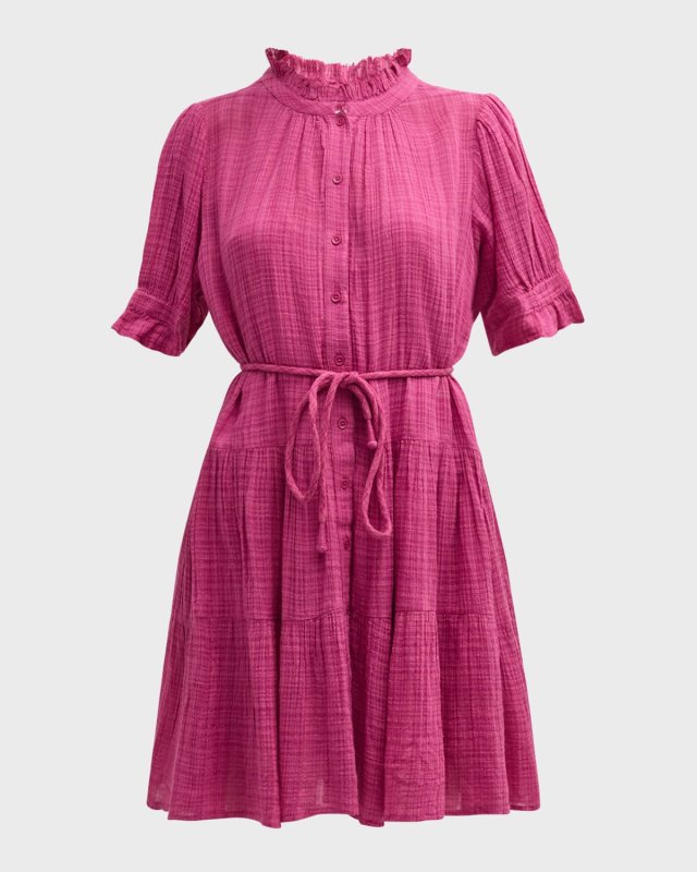 Las Alturas Tiered Ruffle-Trim Gauze Mini Dress