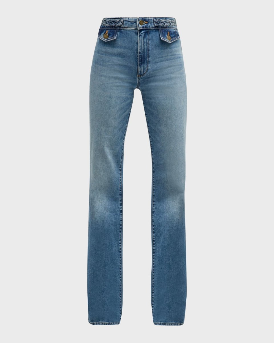 Itzel Braided Mid-Rise Straight-Leg Jeans