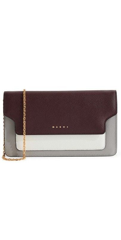 Marni Long Wallet with Chain DARK PORT/DOLPHIN/NAT WHT