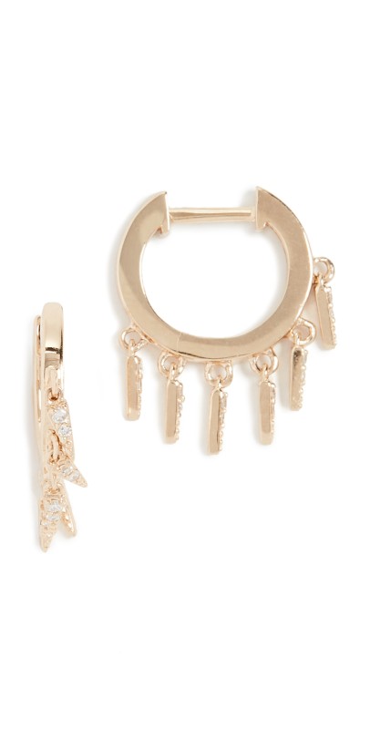 Sydney Evan 14k Gold Small Pave Fringe Huggies Yellow Gold