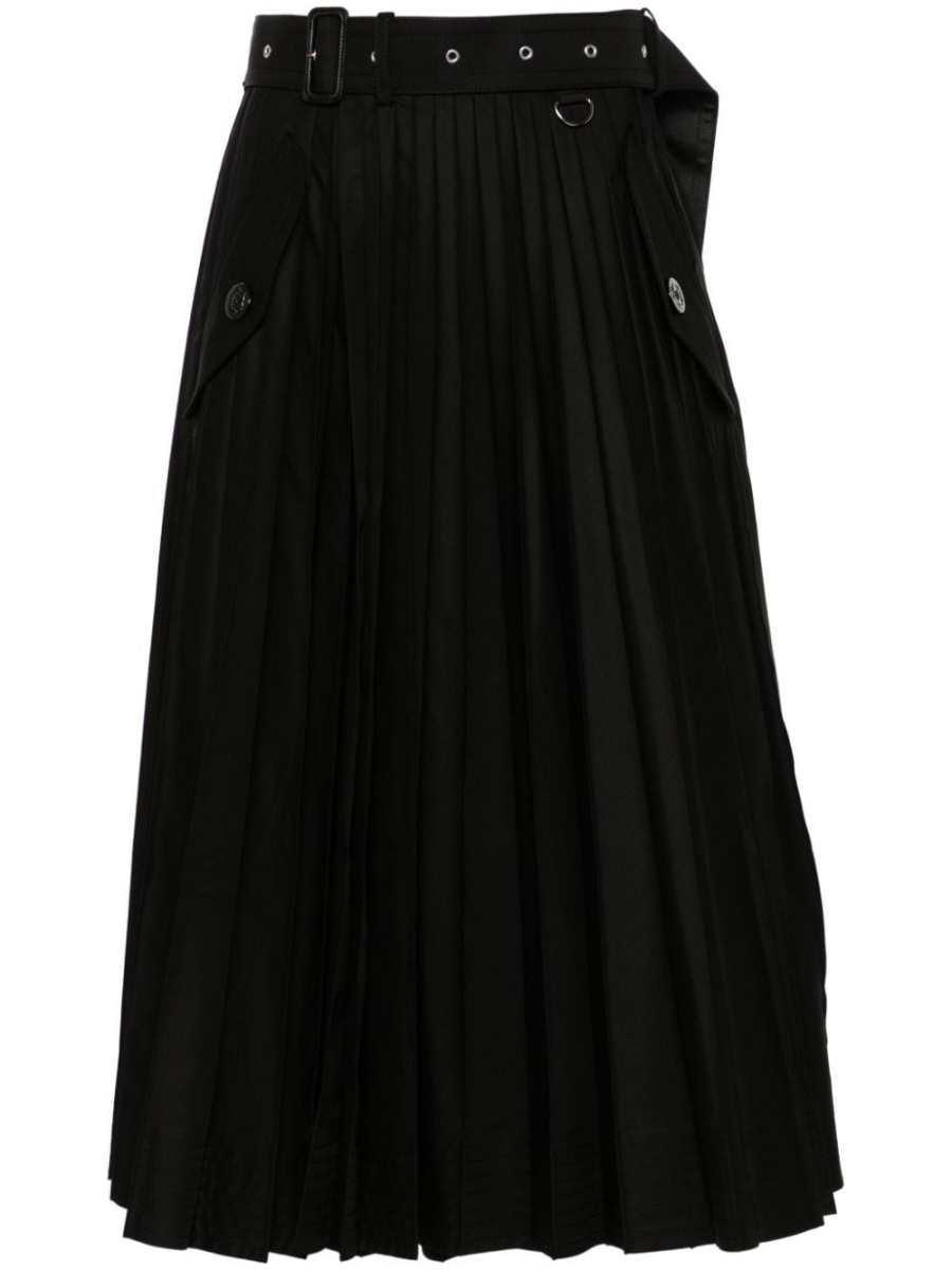 plissé midi skirt