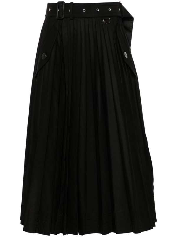 plissé midi skirt