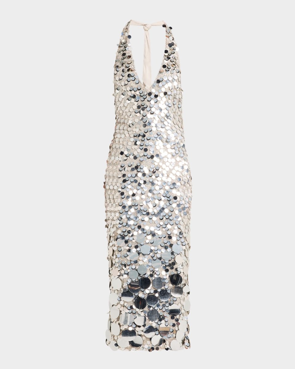 Sloan Sequin Halter Midi Dress