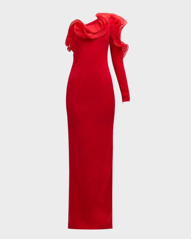 Reo One-Shoulder Petal Gown