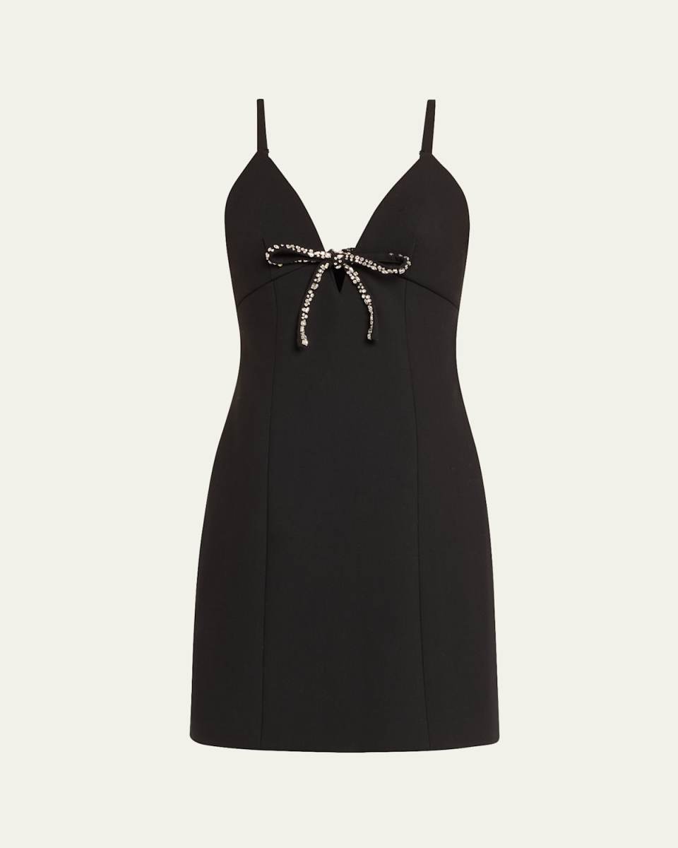 Adele Sleeveless Rhinestone Bow Mini Dress