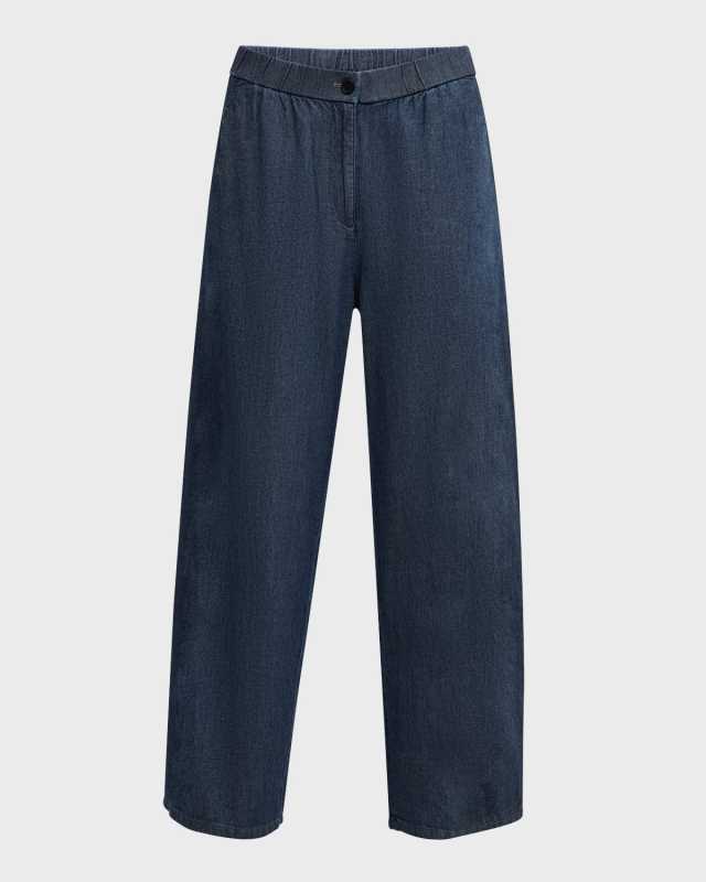 Cropped Wide-Leg Organic Cotton Twill Pants